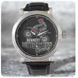 Aangepaste naam Dirt Bike Rider Motocross Racing Horloge<br><div class="desc">De NAAM van de douane Directe Bike Rider Motocross Racing Moto Racer Motorcycle Gifts - Kies Kleur en pas aan met jouw naam of aangepaste tekst!</div>