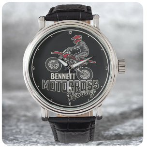 Aangepaste naam Dirt Bike Rider Motocross Racing Horloge