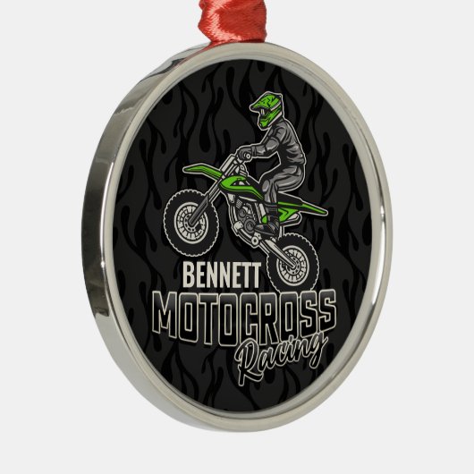 Aangepaste naam Dirt Bike Rider Motocross Racing Metalen Ornament (Rechts)