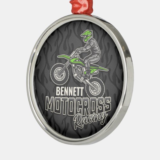 Aangepaste naam Dirt Bike Rider Motocross Racing Metalen Ornament (Links)
