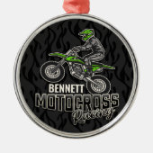 Aangepaste naam Dirt Bike Rider Motocross Racing Metalen Ornament (Voorkant)