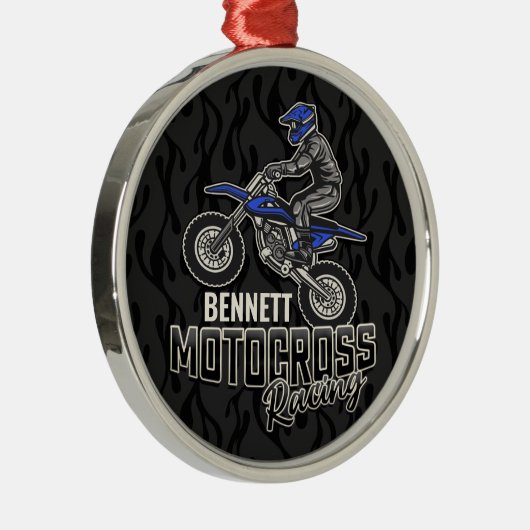 Aangepaste naam Dirt Bike Rider Motocross Racing Metalen Ornament (Rechts)