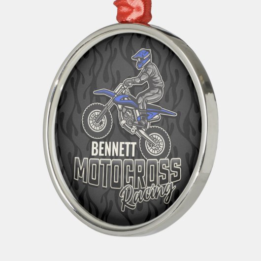 Aangepaste naam Dirt Bike Rider Motocross Racing Metalen Ornament (Links)
