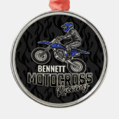 Aangepaste naam Dirt Bike Rider Motocross Racing Metalen Ornament (Voorkant)