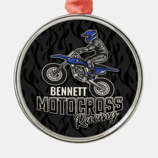 Aangepaste naam Dirt Bike Rider Motocross Racing Metalen Ornament (Voorkant)