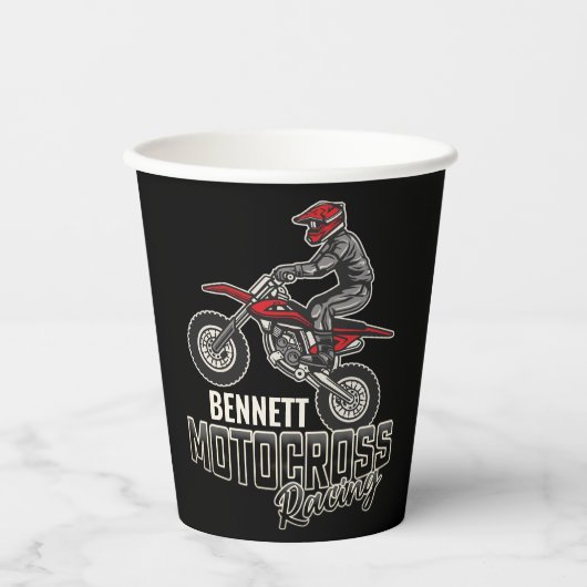 Aangepaste naam Dirt Bike Rider Motocross Racing Papieren Bekers (Voorkant)