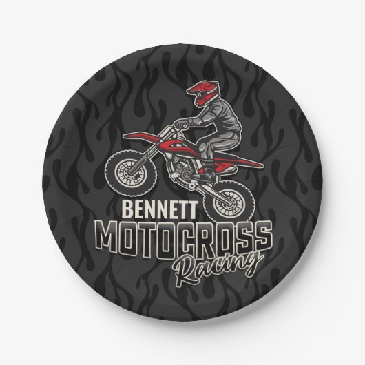 Aangepaste naam Dirt Bike Rider Motocross Racing Papieren Bordje (Voorkant)