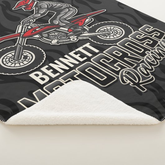 Aangepaste naam Dirt Bike Rider Motocross Racing Sherpa Deken (3/4)