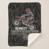 Aangepaste naam Dirt Bike Rider Motocross Racing Sherpa Deken (Voorkant)