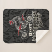 Aangepaste naam Dirt Bike Rider Motocross Racing Sherpa Deken (Voorkant (horizontaal))