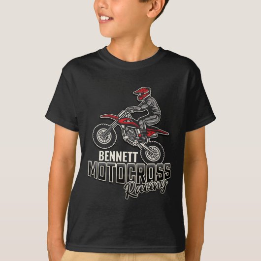 Aangepaste naam Dirt Bike Rider Motocross Racing T-shirt (Voorkant)