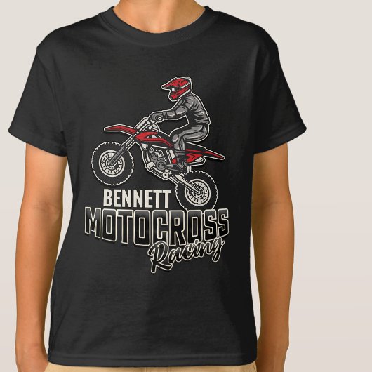 Aangepaste naam Dirt Bike Rider Motocross Racing T-shirt