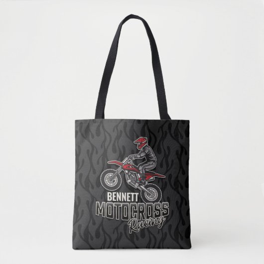 Aangepaste naam Dirt Bike Rider Motocross Racing Tote Bag (Voorkant)