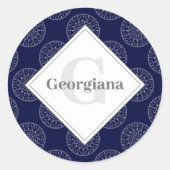 Aangepaste naam Ditsy Winter Snow Angels Snowmen S Ronde Sticker (Voorkant)