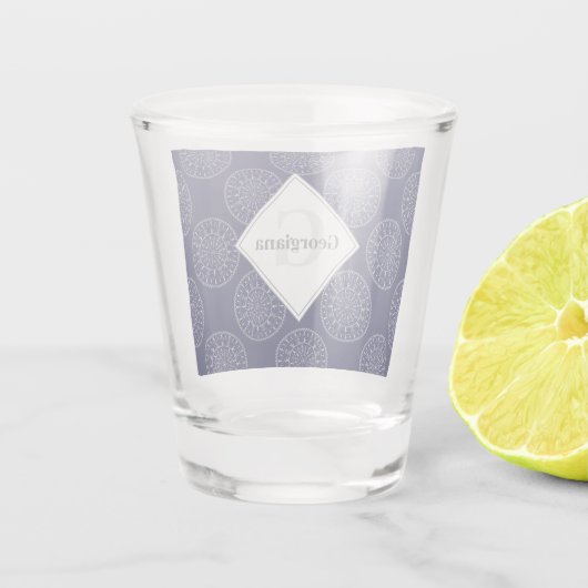 Aangepaste naam Ditsy Winter Snow Angels Snowmen S Shot Glas (Achterkant)