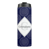 Aangepaste naam Ditsy Winter Snow Angels Snowmen S Thermosbeker (Voorkant)