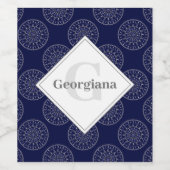 Aangepaste naam Ditsy Winter Snow Angels Snowmen S Wijn Etiket (Enkel label)