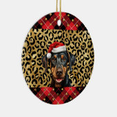 Aangepaste naam Doberman Pinscher hond Santa hoed Keramisch Ornament (Rechts)