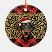Aangepaste naam Doberman Pinscher hond Santa hoed Keramisch Ornament (Voorkant)