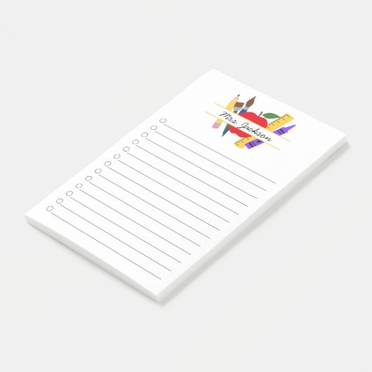 Aangepaste naam docent terug naar school post-it® notes (Schuin)
