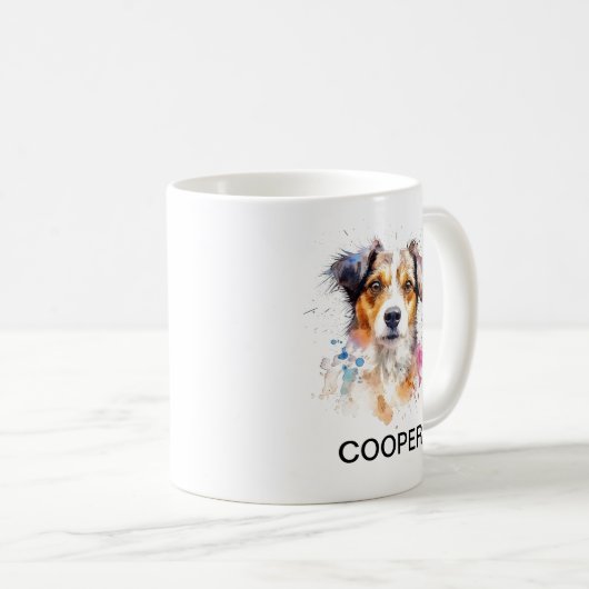 Aangepaste naam Dog Waterverf-stijl Coffee Mok (Voorkant rechts)