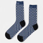 Aangepaste naam Donker Navy Blauw Wit Polka Dot Sokken (Links)