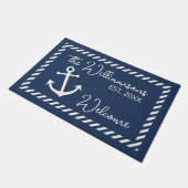 Aangepaste naam  donkerblauw welkomstbord deurmat (Schuin)