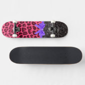 Aangepaste naam donkergrijze glitter roze leopardb skateboard (Horizontaal)