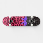 Aangepaste naam donkergrijze glitter roze leopardb skateboard (Horizontaal)