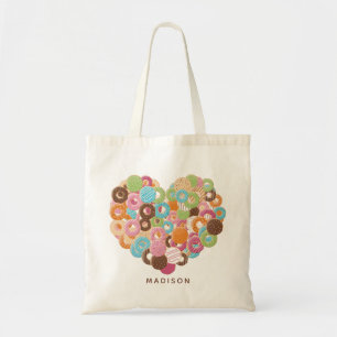 Aangepaste naam Donut Lover canvas tassen