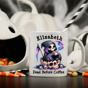 Aangepaste naam Dood voor koffie Grappige Hallowee Koffiemok