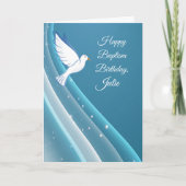 Aangepaste Naam Doop Jubileum Duif op Blauw Water Kaart (Voorkant)