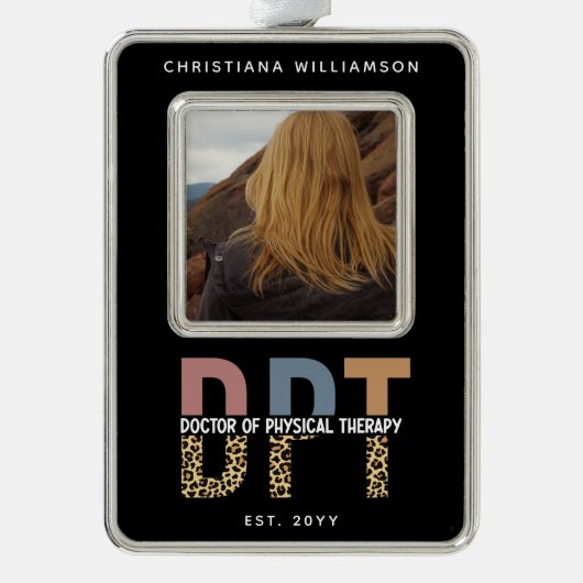 Aangepaste naam DPT Doctor in de Fysieke Behandeli Verzilverd Omlijst Ornament (Voorkant)
