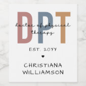 Aangepaste naam DPT Doctor in de Fysieke Behandeli Wijn Etiket (Enkel label)