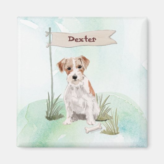 Aangepaste naam Draadharige Jack Russell Huisdier Magneet (Voorkant)