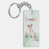 Aangepaste Naam Draadharige Jack Russell Huisdier Sleutelhanger (Voorkant Links)