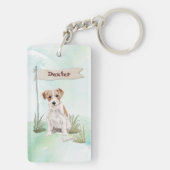 Aangepaste Naam Draadharige Jack Russell Huisdier Sleutelhanger (achterkant)