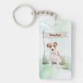 Aangepaste Naam Draadharige Jack Russell Huisdier Sleutelhanger (Voorkant)