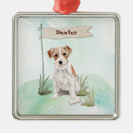 Aangepaste naam: dragerhaasje Jack Russell Pet Dog Metalen Ornament