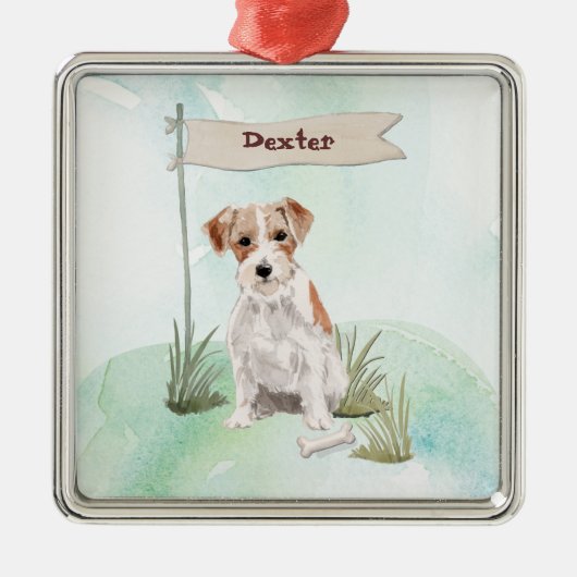 Aangepaste naam: dragerhaasje Jack Russell Pet Dog Metalen Ornament (Voorkant)