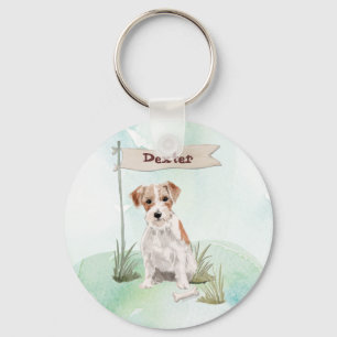Aangepaste naam: dragerhaasje Jack Russell Pet Dog Sleutelhanger