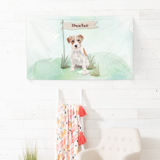 Aangepaste naam: dragerhaasje Jack Russell Pet Dog Spandoek (Insitu)