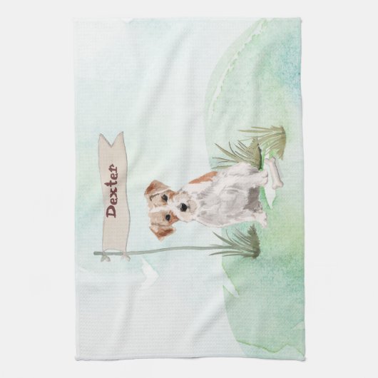 Aangepaste naam: dragerhaasje Jack Russell Pet Dog Theedoek (Verticaal)