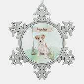 Aangepaste naam: dragerhaasje Jack Russell Pet Dog Tin Sneeuwvlok Ornament (Voorkant)