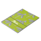 Aangepaste naam dragonfly op groen notitieboek (Linkerzijde)