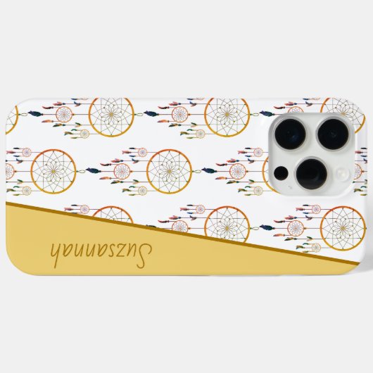 Aangepaste naam drocatcher Feather Pattern Boho Case-Mate iPhone Case (Achterkant (horizontaal))