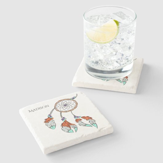 Aangepaste naam drocatcher stone onderzetters (Zijkant)