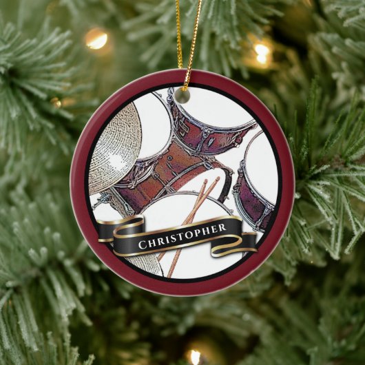 Aangepaste naam Drummer Boy Kerstmis feestdag Keramisch Ornament (Boom)