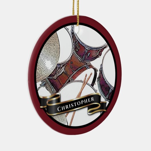 Aangepaste naam Drummer Boy Kerstmis feestdag Keramisch Ornament (Rechts)