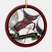 Aangepaste naam Drummer Boy Kerstmis feestdag Keramisch Ornament (Voorkant)